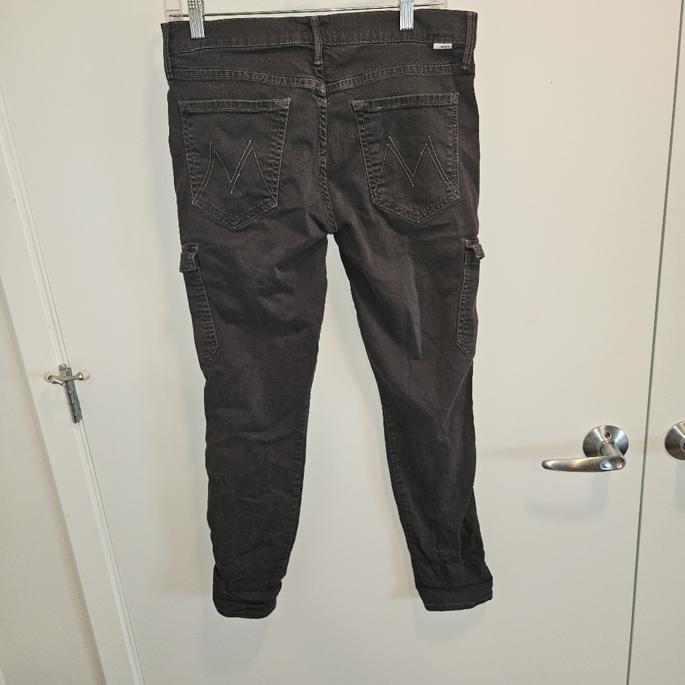MOTHER Women's Black Washed Cargo Jeans